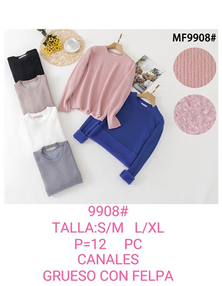 Jersey térmico canalé felpa interior cuello redondo