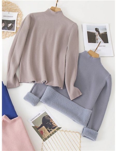 Jersey térmico canalé felpa interior cuello perkins