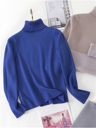 Jersey térmico canalé felpa interior cuello vuelto