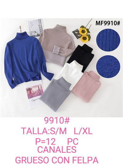 Jersey térmico canalé felpa interior cuello vuelto 2