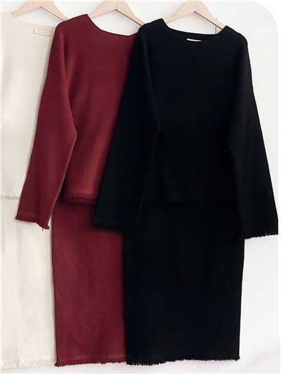 Conjunto Jersey desflecados + Falda midi