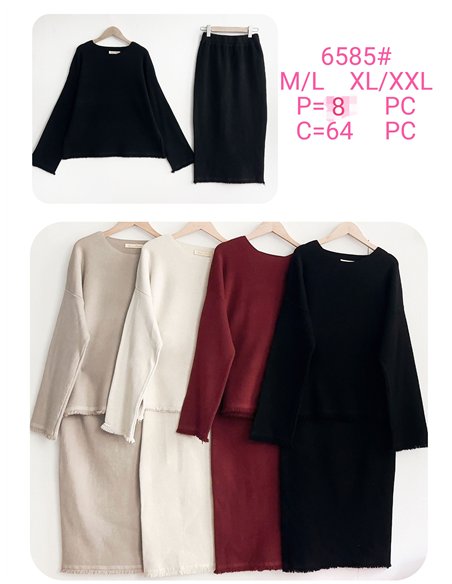 Conjunto Jersey desflecados + Falda midi