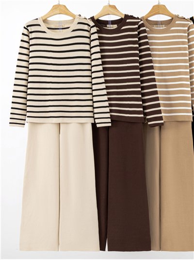 Conjunto Jersey rayas + Pantalón ancho