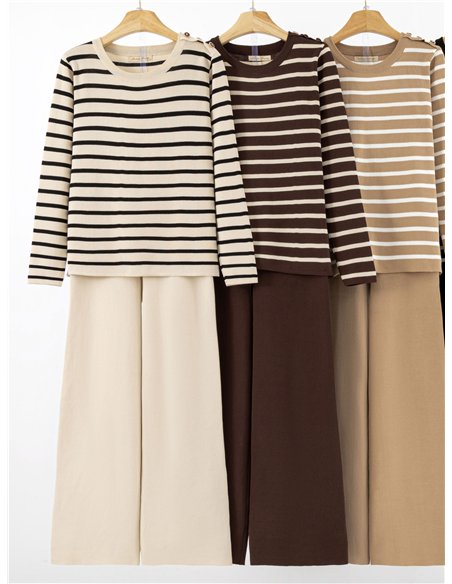 Conjunto Jersey rayas + Pantalón ancho