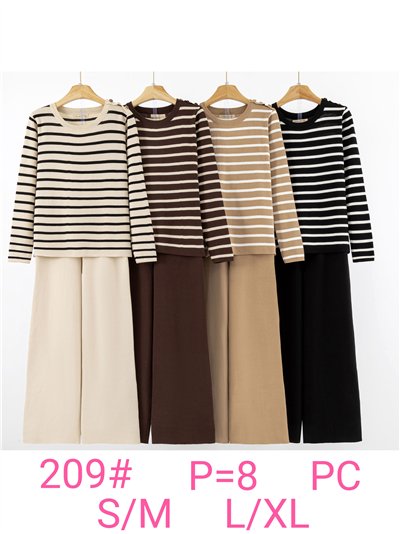 Conjunto Jersey rayas + Pantalón ancho 2