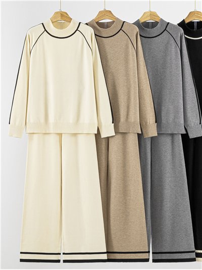 Conjunto Jersey ribetes contraste + Pantalón