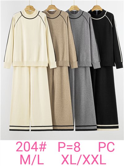 Conjunto Jersey ribetes contraste + Pantalón 2