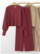 Conjunto Jersey cropped manga abullonada + Pantalón