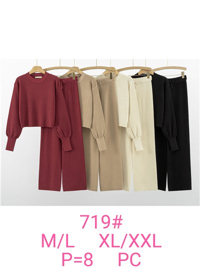 Conjunto Jersey cropped manga abullonada + Pantalón 2