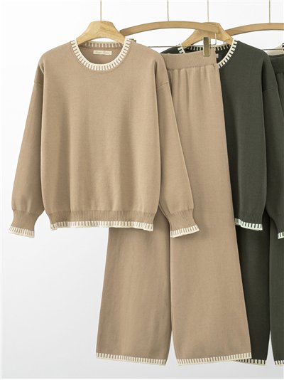 Conjunto Jersey ribetes contraste + Pantalón