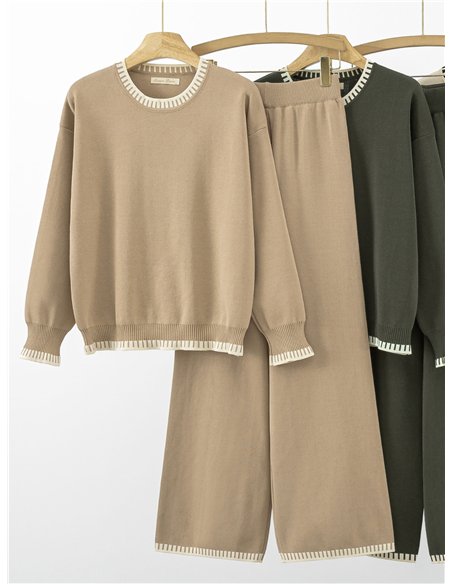 Conjunto Jersey ribetes contraste + Pantalón