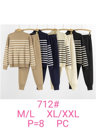 Conjunto Jersey rayas cuello perkins + Pantalón jogger 2