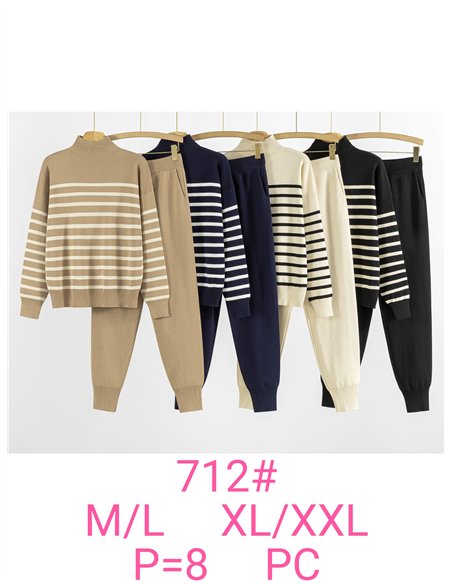Conjunto Jersey rayas cuello perkins + Pantalón jogger