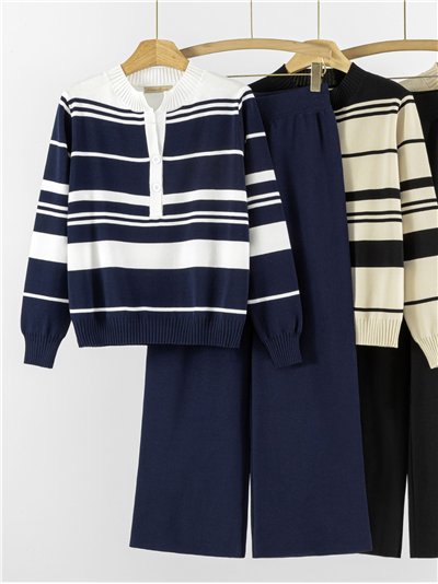 Conjunto Jersey franjas cuello polo + Pantalón