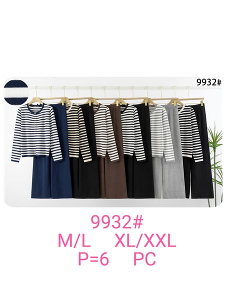 Conjunto Chaqueta punto rayas + Pantalón