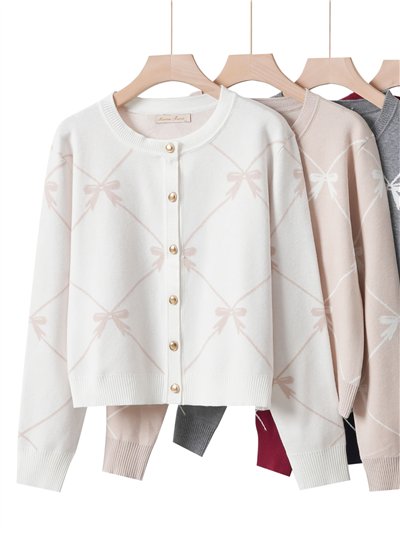 Chaqueta punto jacquard lazos