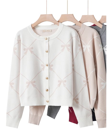 Chaqueta punto jacquard lazos