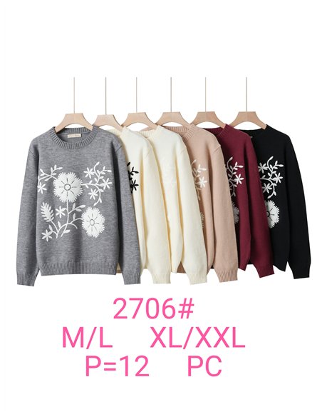 Jersey bordado floral con relieve