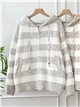 Sudadera punto rayas bouclé con capucha y cremallera