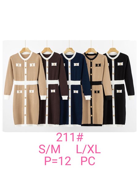 Vestido ribete contraste con botones