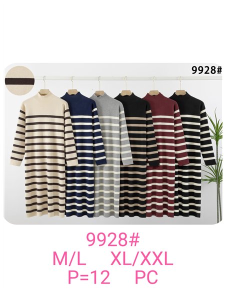 Vestido punto rayas cuello perkins