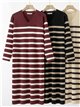 Vestido punto rayas escote pico