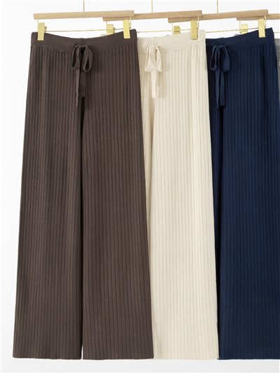 Pantalón recto punto canalé cordón