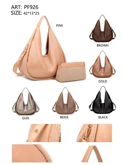 Bolso hobo metalizado con borrego + Monedero