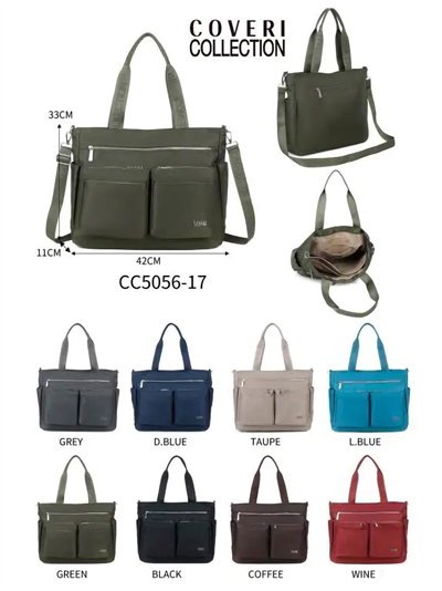 Shopper nylon bolsillos frontales