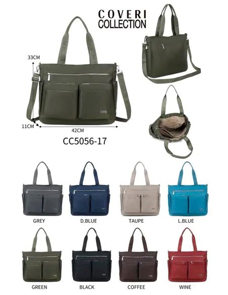 Shopper nylon bolsillos frontales