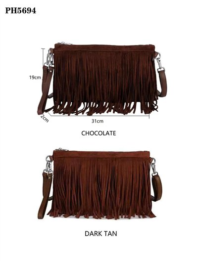 Bolso bandolera efecto ante flecos