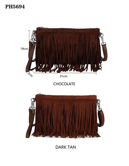 Bolso bandolera efecto ante flecos