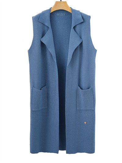 Sequinned long knit waistcoat