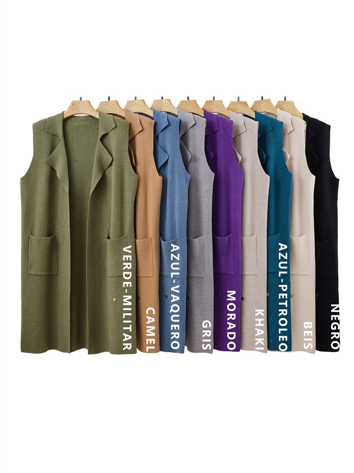 Chaleco largo punto lentejuelas