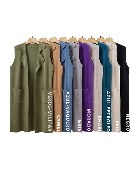 Chaleco largo punto lentejuelas