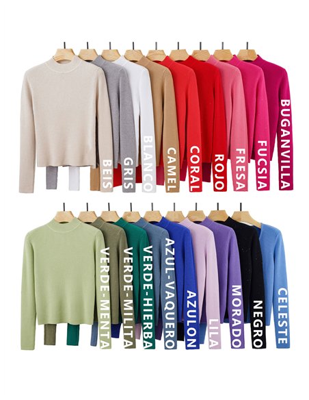 Jersey canalé lentejuelas cuello perkins