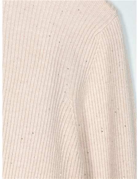 Jersey canalé lentejuelas cuello perkins