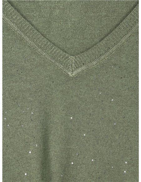 Jersey soft lentejuelas cuello pico