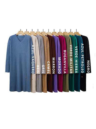 Vestido canalé lentejuelas cuello pico 2