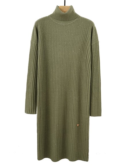 Vestido canalé lentejuelas cuello vuelto