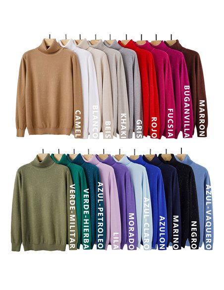 Jersey soft lentejuelas cuello vuelto