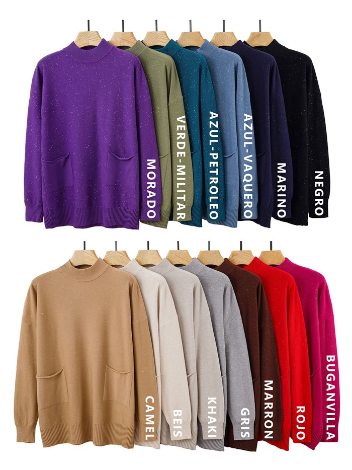 Jersey soft lentejuelas cuello perkins talla grande