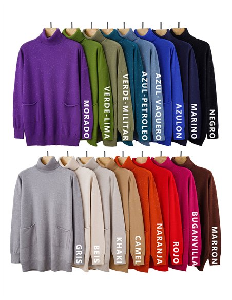 Plus size roll neck sweater with sequins