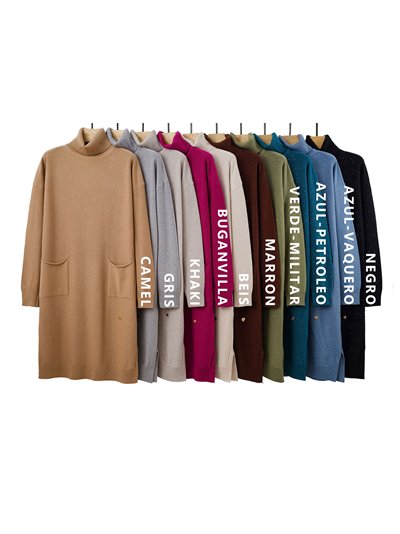 Vestido punto soft lentejuelas cuello vuelto 2