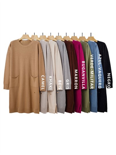 Vestido punto soft lentejuelas cuello pico 2