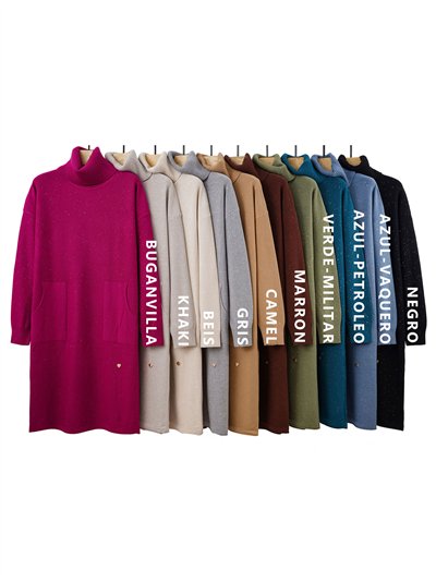 Vestido punto soft lentejuelas cuello vuelto 2