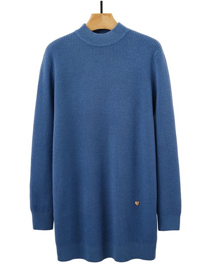 High neck ribbed fleece-lined thermal sweater
