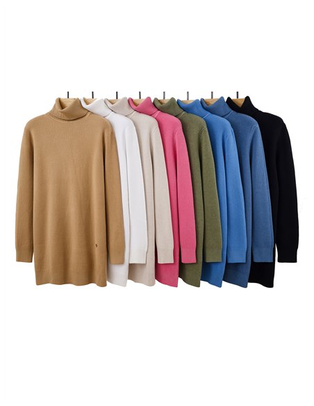 Jersey térmico largo canalé forro pelo cuello vuelto