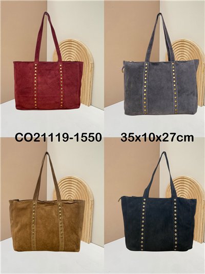 Shopper piel serraje con tachuelas