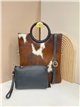 Animal print leather bag with faux fur